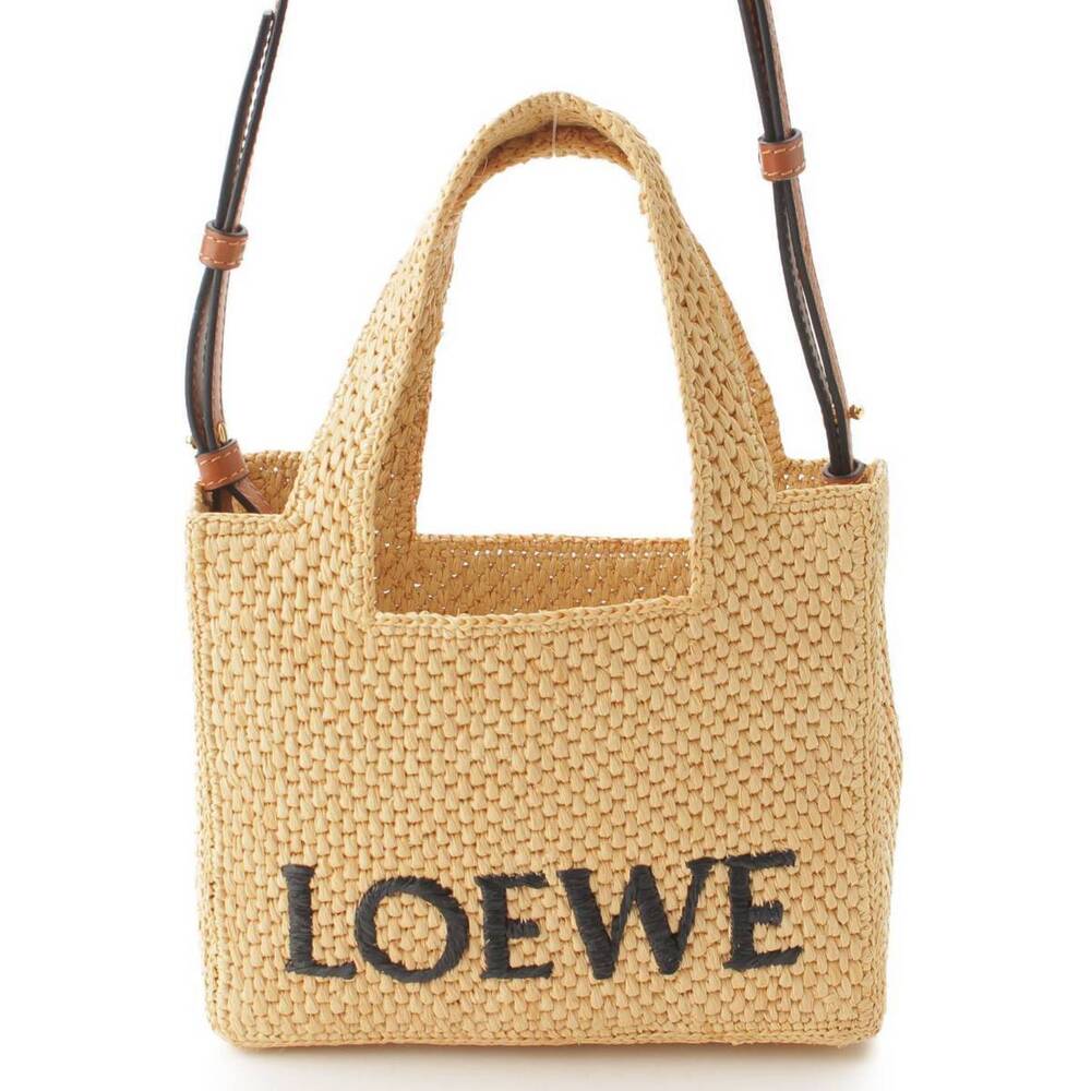 Loewe Font Raffia Tote Bag Natural